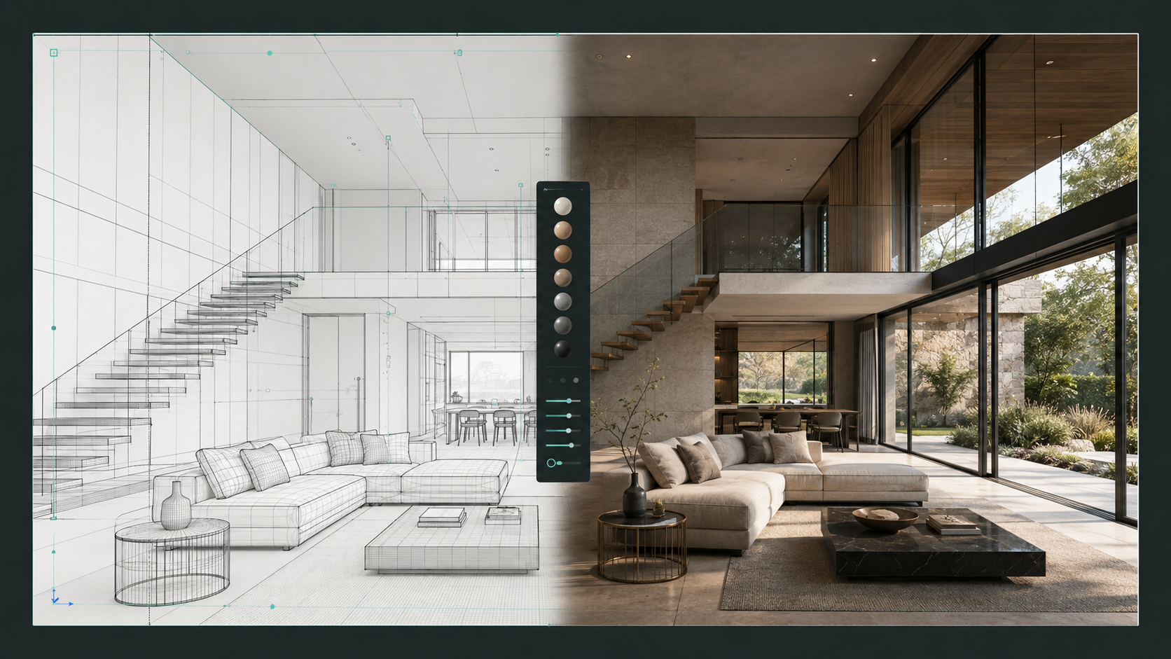 SketchUp model transitioning into architectural rendering